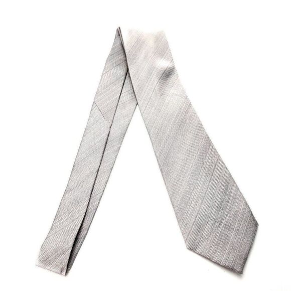 Kenneth Cole Reaction Silk Tie Silver Beige Woven Striped - Picture 6 of 6